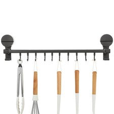 Soporte para utensilios colgantes: riel de cocina con 10 ganchos - estante montado en la pared -
