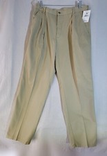 Pantalones chinos plisados Woolrich caqui tostado 100 % algodón 35x30 pierna recta