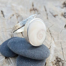 Anillo de plata de ley 925 concha de ojo de Shiva hecho a mano joyería regalo D-669