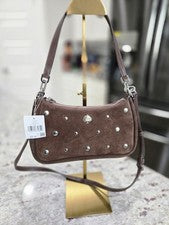 Bolso de Hombro Kate Spade Kayla Gamuza Tachuelas Pequeño Convertible KM670 Hot Fudge NUEVO