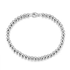 Pulsera de cadena de bolas de cuentas de plata de ley pltd brillante 4 mm mujeres hombres niñas regalo Reino Unido