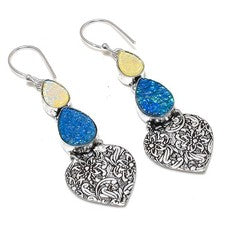 Titanio Druzy piedras preciosas hecho a mano 925 plata esterlina joyería pend...