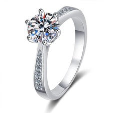 GRA Certificated 2CT Moissanite Ring Women's Wedding S925 Sterling Silver Ring