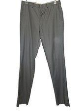 Jos. A. Banco Calce Ajustado Gris 100% Lana Negocios Informal Estilo Clásico 34 Pantalones Reg
