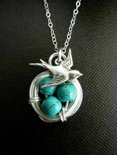Animal Pájaro 925 Plata Turquesa Colgante Collar Joyería Hombres Cadena Huevos de Pascua
