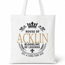 Bolso de Mano ACKLIN Family Surname House Of White Algodón
