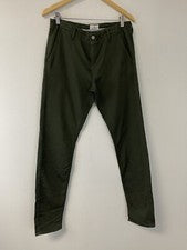 Pantalones Serge Blanco Para Hombre 38x32 Chino Verde Caqui Frente Plano Ejército Francia N245