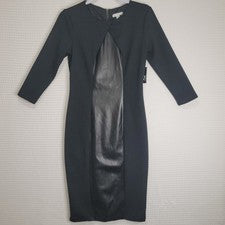 Nuevo con etiquetas Vestido de Diseñador New York & Company Elastizado Ajustado Largo Negro Para Mujer Talla S