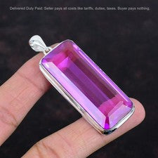 Venta de San Valentín Plata Esterlina Turmalina Rosa Radiante Piedras Preciosas Colgante Joyería