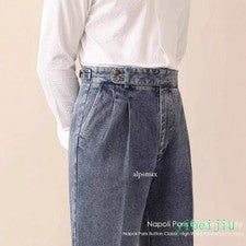 Pantalones de mezclilla de cintura alta británicos para hombre Pantalones largos de vestir Gurkha Pantalones informales