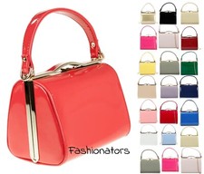 Bolso de mano vintage de charol para mujer Bolso sin asas Bolso de noche con asa superior Fiesta Baile de graduación