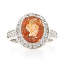 Anillo de diamantes y topacio azótico de ley - 925 ovalado de 3,61 quilates inspirado en halo talla 7