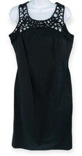 Vestido Julian Taylor New York Para Mujer 12 LBD NUEVO Negro Tejido Abierto Cuello Elegante