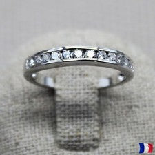 Bague Argent 925 Rhodié Zirconium – Alliance Élégante Femme Taille 50–60