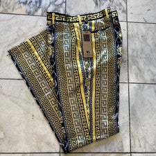 NUEVO CON ETIQUETAS STP-190 Prestige Hombres Multicolor Diseñador Griego Llave Pantalones Talla 34