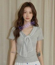 Moda Para mujeres Moño Corbata Rayas Manga Corta Camiseta Verano Niña Prendas para el torso Ajustado