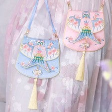 Bolso Bandolera Mujer Niña Patrón Cometa Bordado Estilo Chino Vintage Borla