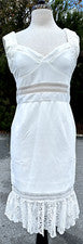 Vestido RD + Koko Pequeño Blanco Encaje Volantes Sweetheart Midi Ajustado Cóctel Para Mujer