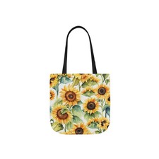 Bolso de hombro de lona con patrón de acuarela de girasoles