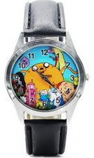 Reloj Pulsera Hora de Aventuras Personajes de Dibujos Animados Correa Cuero Negro