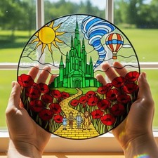 Atrapasol de vitral Wizard of Oz, Emerald City Yellow Brick Road, Esmerald