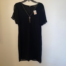 Vestido recto negro Thalia Sodi nuevo con etiquetas para mujer talla: pequeño con collar desmontable