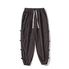 Pantalones de pana chinos para hombres Pantalones de kung fu Estilo harén Pantalones informales con cordón