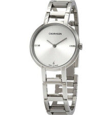 Nuevo Reloj Damas Hecho en Suiza CALVIN KLEIN Cheers Cuadrante Plateado Diamantes