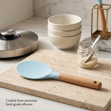 Herramienta de Silicona para Servir Arroz con Cara Texturizada y Mango de Madera 23 7,5 cm