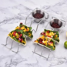 Taco Rack Soporte Acero Inoxidable Juego de 4 Auxiliares de Cocina Multiusos