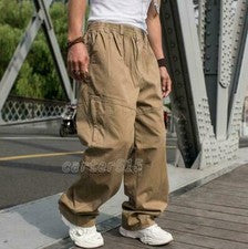 Pantalones holgados chinos estilo vintage para hombre Pantalones de pierna ancha rectos Lino Lo último