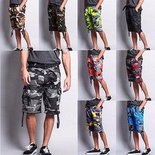 Pantalones Cortos de Carga Para Hombre Camuflaje Militar Ejército Ripstop Cinturón - 9AP30-O
