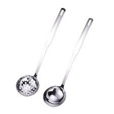 Cucharón de sopa de acero inoxidable y cucharas ranuradas con agujeros juego de 2 paquetes para cocina