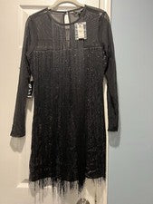 Vestido para mujer Express negro manga larga talla 10 nuevo con etiquetas nuevo