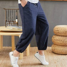 Pantalones Sueltos Para Hombres Rayas Informales Florers Piernas Anchas Harén Pantalones Cortos Moda