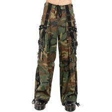 Pantalones militares Puritues para hombre camuflados góticos hechos a mano punk rock hilos muertos
