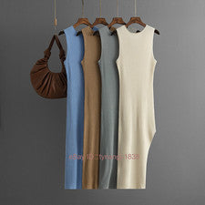 Chaleco Vestido Verano Moda Para Mujer Sexy Irregular Calce Ajustado Sin Mangas Vestido Largo
