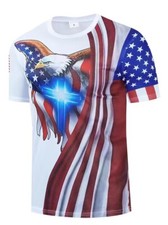 Camiseta Bandera Cruz Águila Americana Estampado Gráfico Novedad Moda Hombre Tee
