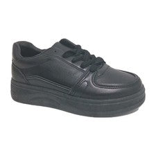 Zapatillas deportivas clásicas negras con cordones suela de plataforma zapatos para mujer talla 3 a 8