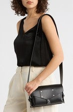 Bandolera de cuero AllSaints Miro negra con tachuelas de cuero nueva con etiquetas + bolsa antipolvo