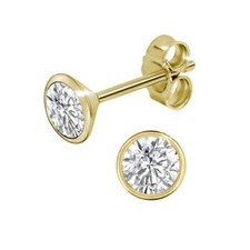 Pendientes Pendientes Chapados en Oro Par Plata 925 3,0mm Unisex Mujer Hombre