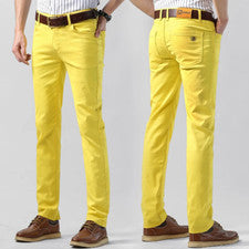 Pantalones de mezclilla ajustados elásticos informales simples informales de moda para hombre talla 28-40