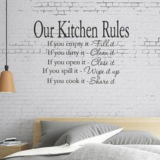 Letreros de cocina para reglas de pared pegatina decorativa sala hogar