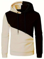 Sudadera pulóver con capucha de moda de 1 pieza para hombre. Caqui o Blanco. Talla: 42 (XL)