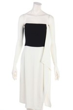 HALSTON dress Volants Frills 10 = D 40 black-white NEW