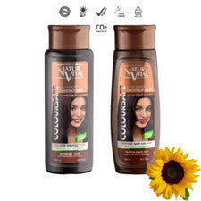 Juego de champú y mascarilla natural vital color henna y queratina para cabello seguro