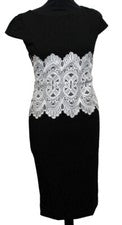 KLEID DAMENKLEID SCHWARZ ETUIKLEID Jessica XX SPITZE TAILLE ELEGANT Gr. 34