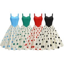 Lo más vendido Para mujeres Vestido Estampado Informal Retro a Lunares Moda con Tirantes