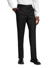 Traje italiano Zanetti Brunello 100 % lana virgen pantalones de vestir negro talla 44R para hombre