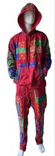 JD Moda Hombres Multicolor Bandana Ribete LS Cintura Sudadera con Capucha Cremallera Parte Inferior Conjunto de Joggers